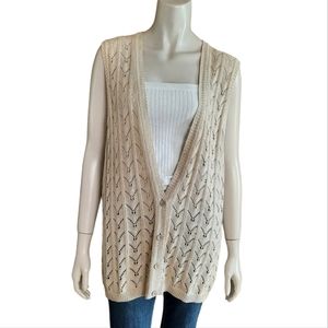 Vintage Pendleton Open Sweater Knit Button Front Vest Size Medium Crochet Style